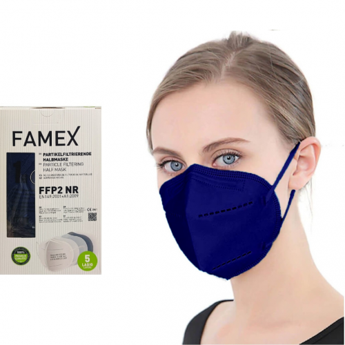 Famex 5 Layers Particle Filtering Half NR Μάσκες Προστασίας FFP2 Midnight Blue 10 τεμάχια